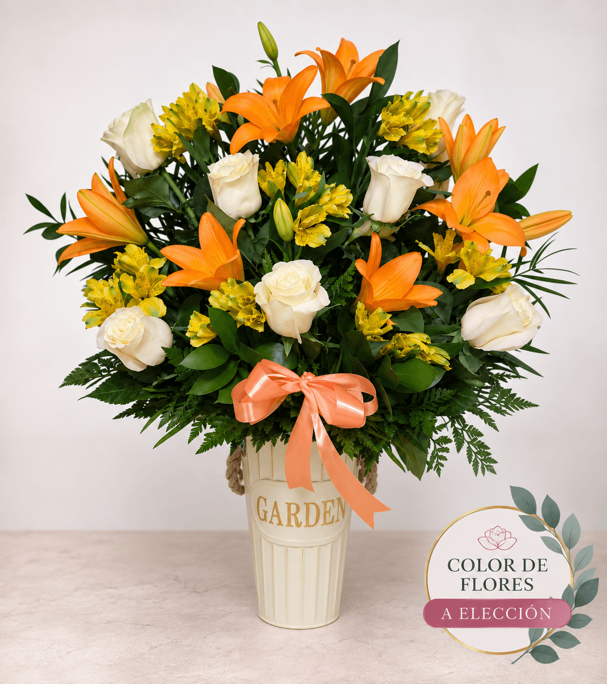 Arreglo mix rosas, liliums y altroemerias