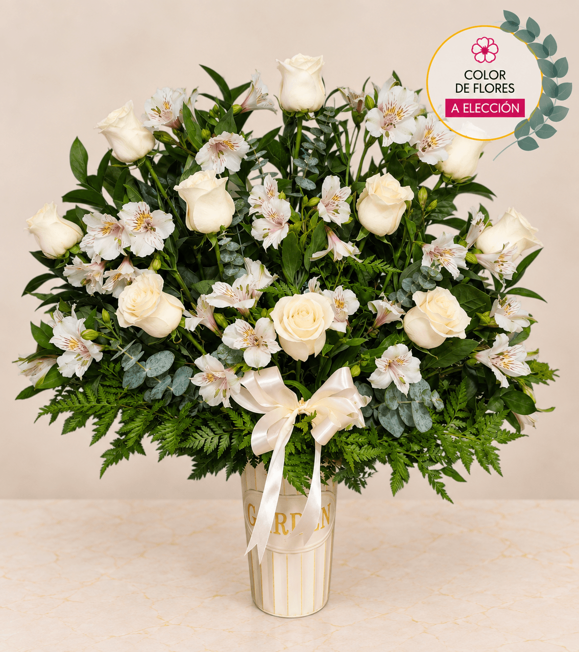 Arreglo de rosas y alstroemeiras